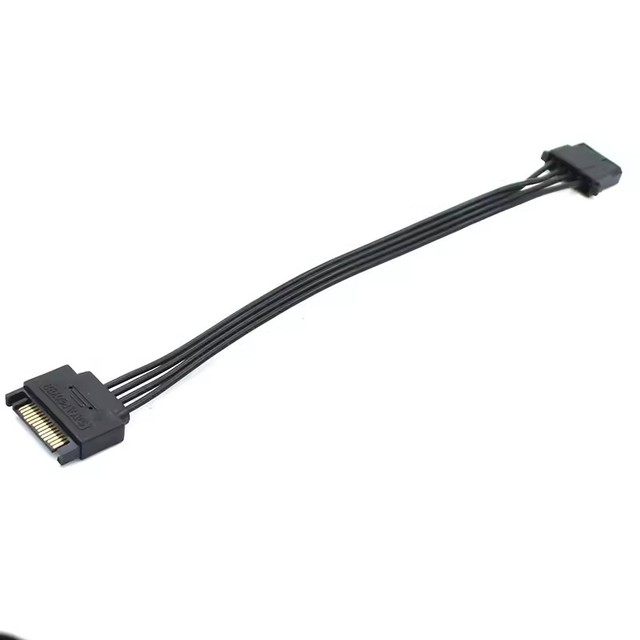 Black 18AWG SATA Male to 4pin Molex Female Power Adapter Cable Serial ATA Extension Cable for 3.5 inches HDD SSD SD ROM