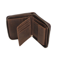 Produsen Dompet Pria Kulit Asli Dompet Koin Kulit Crazy Horse Dompet Slot Multi Kartu Tempat Uang Kertas Gaya Vintage