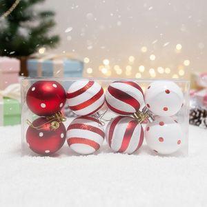 Nouvel ensemble de 8 ornements circulaires électroplaqués rouge et blanc de 6 cm pour sapin de Noël, personnalisable XM009, style moderne, pour l'exportation - Product Image 3