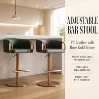 Tabouret de bar de luxe en acier inoxydable et cuir Nappa, rembourré, pour cuisine et maison, chaise haute dorée