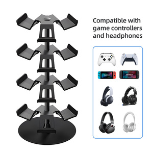 Estante de almacenamiento de escritorio con controlador y mango giratorio de aleación de aluminio de 4 capas, estante de exhibición y almacenamiento <span class=keywords><strong>para</strong></span> sala de juegos de auriculares - Product Image 1