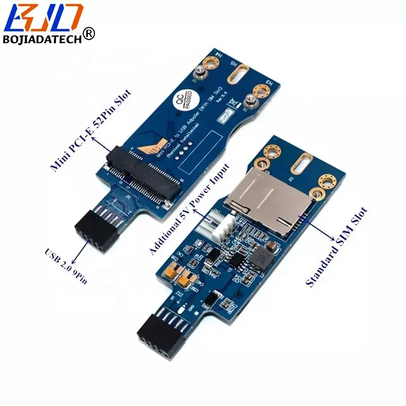 Motherboard USB 9Pin Header ke Mini PCI-E mPCIe adaptor nirkabel dengan Slot kartu SIM untuk Modem GSM modul 3G 4G LTE