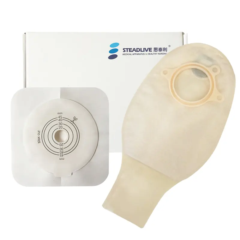 Steadlive Hydrocolloid cơ bản tấm dính colostomy túi một mảnh thoát nước chứa chất thải túi với kẹp đóng cửa