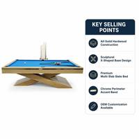 Mesa de Billar Moderna de Madera Sólida de 7FT, 8FT, 9FT con Base de Pizarra, Diseño Minimalista, para Sala de Juegos en Casa y Villa, Personalizable OEM