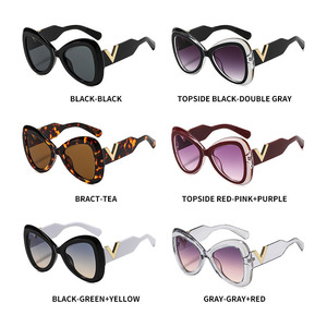 2025 European American Sunglasses Trend Butterfly <b>Large</b> <b>Frame</b> V Sunglasses for Women UV400 Optical Lenses High-End Runway Style - Product Image 3