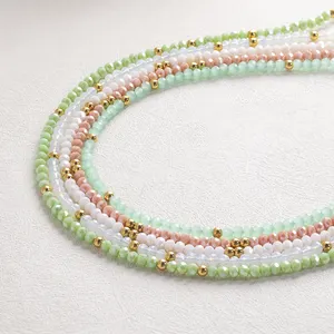 Powell Wholesale Price 2023 Custom Fashion Rhinestone Necklace Jewelry Beach Colorful Crystal Glass Beads Necklace