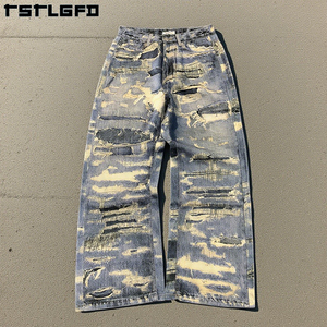 Di alta qualità produttore Vintage personalizzato di cotone pesante ampio grezzo italiano gamba larga cimosa stampa 3D Denim <span class=keywords><strong>Jeans</strong></span> da uomo - Product Image 1