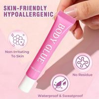 Colle corporelle transparente invisible imperméable pour vêtements, bas de compression, formule antidérapante, sangles sécurisées, cols bas, respectueux de la peau, 20ML