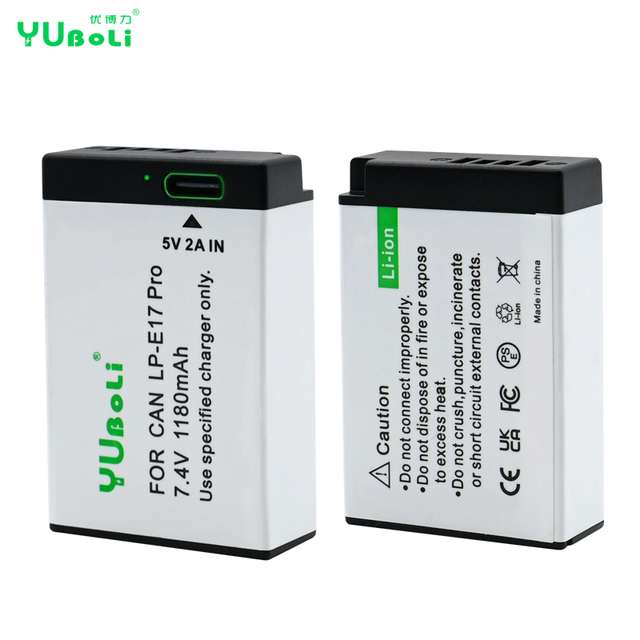 LP-E17 Pro Type-C Direct Charge Camera Battery 7.4V 1180mAh for Canon M50 M6 Mark II R50 R10 RP Digital Camera