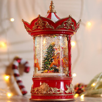 Lanterne de Noël lumineuse avec globe de neige, fonctionnant sur USB/piles, thème carrousel de fête foraine, pour mariage et événements
