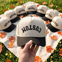 Casquettes de baseball unisexes classiques personnalisées avec logo, en polyester et coton de haute qualité, bicolores uniques, pour l'extérieur, à 5 panneaux, vente en gros, chapeaux de sport