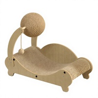 Arbre à chat moderne et léger (1,5 kg) en carton écologique, design lit de repos incurvé, matériaux en sisal, papier ondulé et bois