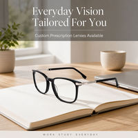 Monture de lunettes optiques carrées en acétate unisexe, monture complète, prête pour verres de prescription, lentilles de démonstration, logo personnalisé OEM
