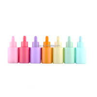 Set Botol Kaca Silinder Bahu Datar 20ml 30ml 60ml Amber Frosted Transparan untuk Serum Kosmetik dan Minyak Esensial dengan Pipet