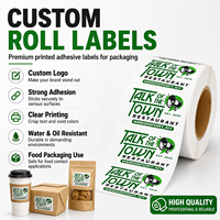Label Kemasan Makanan Restoran Kustom, Stiker Logo Roll Perekat Sendiri BOPP Putih untuk Cangkir, Kotak, dan Tas Take Away