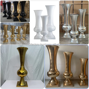 LEDA Luxury Trumpet Glass Gold Metal Flower <b>Stand</b> <b>Vase</b> Centerpieces Table Decoration for Wedding Events - Product Image 5