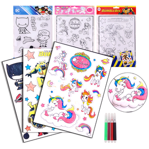 Set di Adesivi 3D da Colorare per Bambini, Gioco Educativo Artistico Fai-da-Te con Motivi di Unicorni e Supereroi per 4-12 Anni, Tema Animali e Natura - Product Image 1