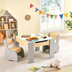 Table et chaise sensorielles détachables pour enfants, table à dessin en bois 3 en 1 pour tout-petits avec tiroirs de rangement - Product Image 3