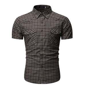 Chemise en coton respirant à manches courtes et coupe oversize pour homme, motif tartan sergé, idéale pour les sports de plein air, la randonnée urbaine, l'escalade, la chasse, le printemps - Product Image 1