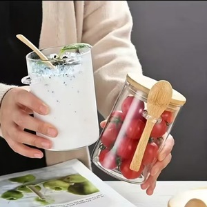 Ensemble de bocaux en verre pour céréales avec couvercle et cuillère en bois – Contenant polyvalent pour petit-déjeuner, céréales et stockage d'aliments secs - Product Image 5