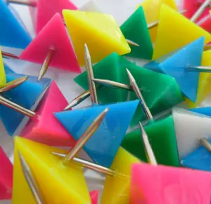 Push Pins Assorted Color Plastic Triangle Head Map Push Pins 30pcs With High Quality