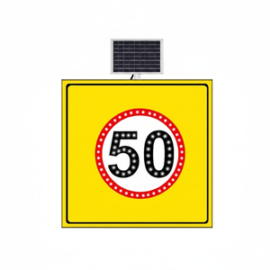 Señal de Tráfico LED con Energía Solar, Límite de Velocidad Máxima 50 km/h, 100 x 100 cm, Señal de Precaución/Advertencia/Seguridad/Parada - Product Image 2