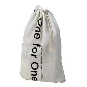 2024 çevre dostu geri dönüşümlü özel logo baskılı organik keten pamuk kanvas ipli çanta küçük