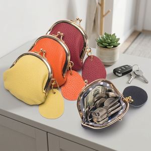 Monederos Pequeños Vintage de Cuero con Cierre de Broche para Mujer, Bolsos para Llaves, Bolsa de Almacenamiento con Cierre de Broche - Product Image 1