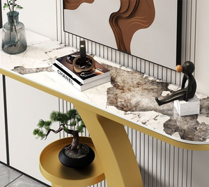 Table <span class=keywords><strong>console</strong></span> moderne en marbre de luxe, <span class=keywords><strong>meuble</strong></span> mural pour entrée, salon et couloir - Product Image 6