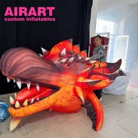 Dragon gonflable rouge, tête de dragon gonflable réaliste pour la fête
