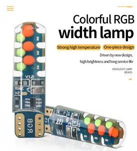 Silikon RGB T10 Lampu LED Berkedip Mobil Bohlam Lampu Strobo Auto W5W 194 Posisi Cahaya Izin Lampu Lebar 12V Kendaraan Canbus
