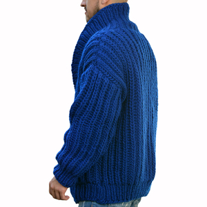 Nordic Style <strong>Men's</strong> Winter Coat High-Grade Loose <strong>Woollen</strong> Knit Double Breasted Thick Needle Sweater with Button Decoration - Product Image 3