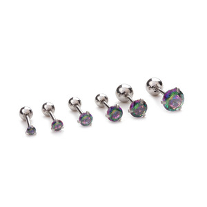 Stainless Steel 3-Claw CZ Piercing <b>Earrings</b> | Minimalist Multicolor <b>Studs</b> for Cartilage <b>Helix</b> Lobe | 2mm to 5mm Sizes - Product Image 4