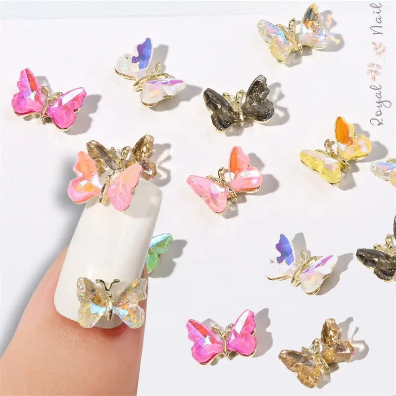 3D Crystal Butterfly Nail Decoration 8 Colors DIY Nail Accessories Decoration