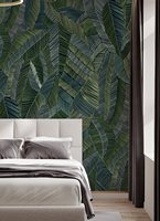 Rafraîchissant vert bananiers feuilles 3d papier peint décoration murale papiers peints peintures murales pour cofe boutique restaurant papier peint