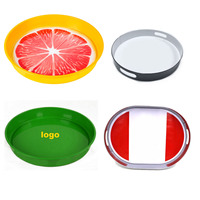 Assiette en plastique PP personnalisée, style américain, avec surface antidérapante, décoration sous glaçure, couleur or jaune vert, pour la maison, en stock