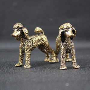 Figura Decorativa de Perro Poodle de Latón Retro, Adorno de Metal Sólido para Escritorio, Regalo Artesanal - Product Image 2