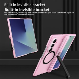 Étui de protection pour Samsung Galaxy Z Fold 7 avec support magnétique sans fil invisible, transparent givré et antichoc - Product Image 3