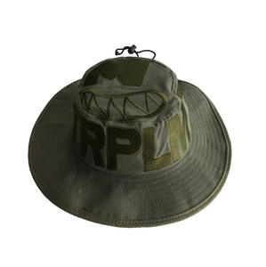 หมวกบักเก็ตคุณภาพสูงแบบยูนิเซ็กส์ สำหรับกิจกรรมกลางแจ้ง ตั้งแคมป์ ตกปลา ท่องเที่ยว <span class=keywords><strong>สี</strong></span>เขียว ปักลาย ปีกกว้าง ผ้าแคนวาส สำหรับฤดูร้อน - Product Image 3