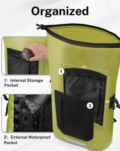 Sac à dos ultraléger imperméable en TPU 35L, sac étanche à enroulement, panneau dorsal rembourré confortable, <span class=keywords><strong>kayak</strong></span>, camping, pêche, voyage, etc. - Product Image 6