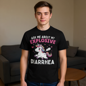 Camiseta con diseño de unicornio, camiseta con gráfico divertido del meme de la diarrea explosiva, talla para adultos - Product Image 3