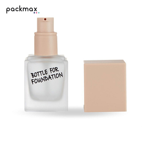 Empty Frosted Glass square Foundation <b>Bottle</b> Matte Transparent <b>Pump</b> <b>Bottle</b> 20ml Recyclable Ring Customizable Skin Care Serum - Product Image 5