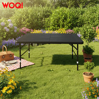 Table pliante WOQI, table pliable avec poignée de transport, pieds en acier, table utilitaire portable pour fêtes, événements, extérieur, camping