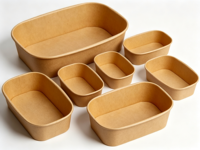 Bols ronds en canne à sucre biodégradables, bols en bagasse de canne à sucre, bols à salade en bagasse de canne à sucre avec couvercle en PET