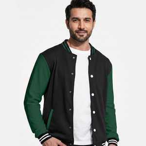 Chaqueta Varsity de Lana con Mangas de Cuero y Logotipo Bordado, Chaqueta de Béisbol para Hombre, Unisex - Product Image 1