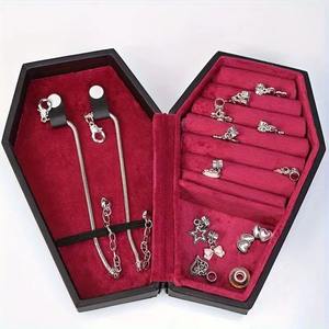 Boîtes à bijoux en cuir personnalisées avec logo, pour colliers, bagues et boucles d'oreilles, étuis portables de couleur personnalisée, style gothique, pour cérémonie de mariage - Product Image 4