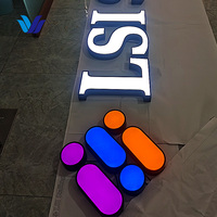 Papan Nama Toko Kustom HONGSEN 3D LED Papan Nama Luar Ruangan Huruf Lampu Iklan Toko Depan LED