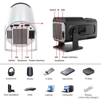 Projecteur LED portable Android 1080P HY300 Pro HY320 Mini avec WiFi, écran miroir et haut-parleurs intégrés