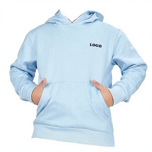 Sweat-shirt à capuche unisexe bleu clair, couleur unie, logo sur le devant, poche, coupe classique, vêtement décontracté pour l'automne - Product Image 3