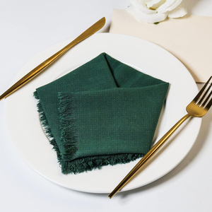 Serviettes en tissu de lin 100% en gros Simple motif brodé noir fait à la main jetable classique minimaliste pour les mariages à manger - Product Image 4